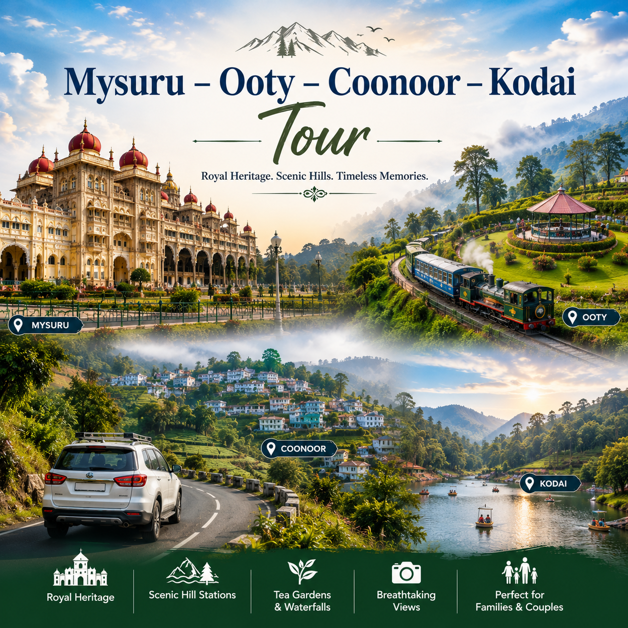 Mysuru – Ooty – Coonoor – Kodai Tour