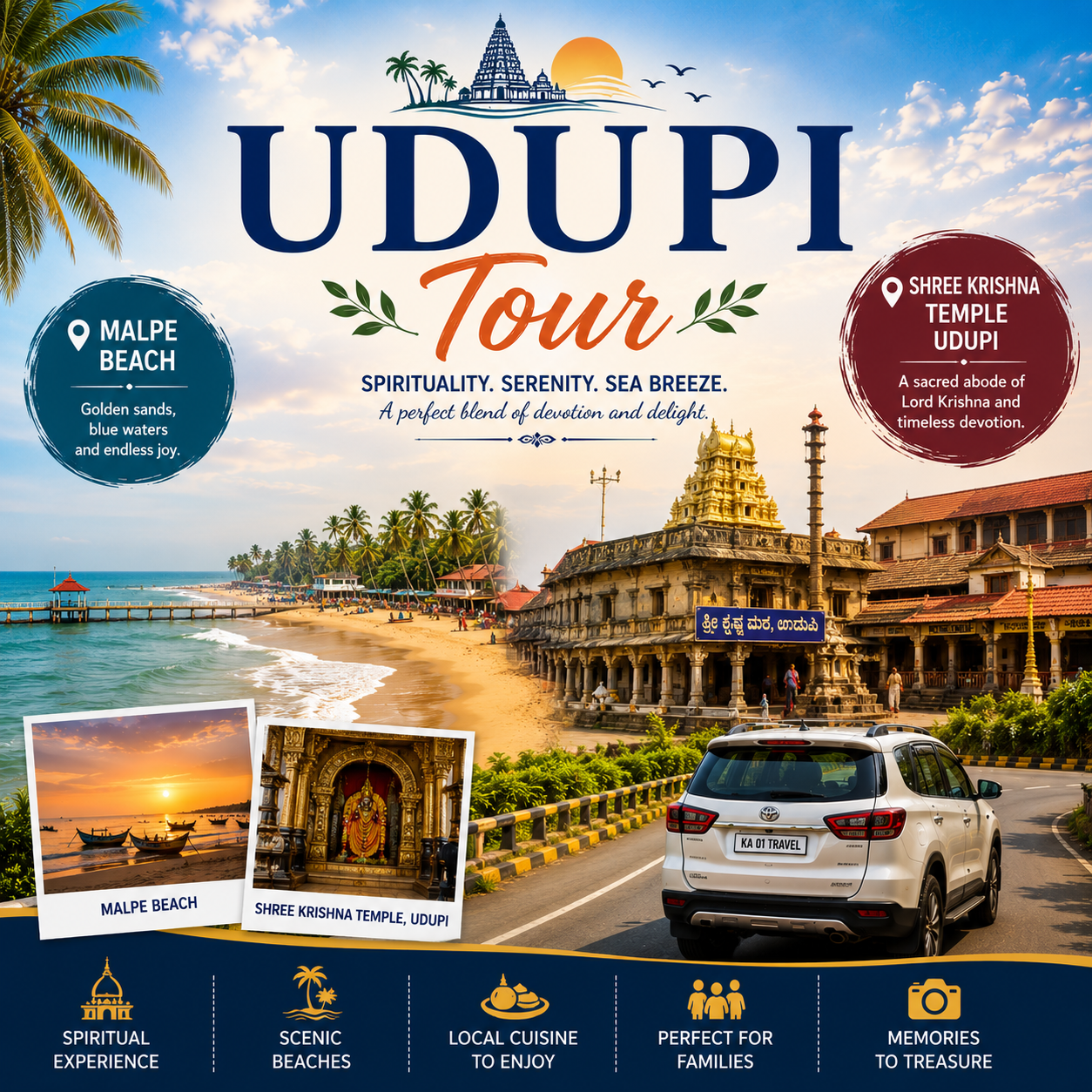 Udupi Tour: Malpe beach - Shree Krishna Temple Udupi